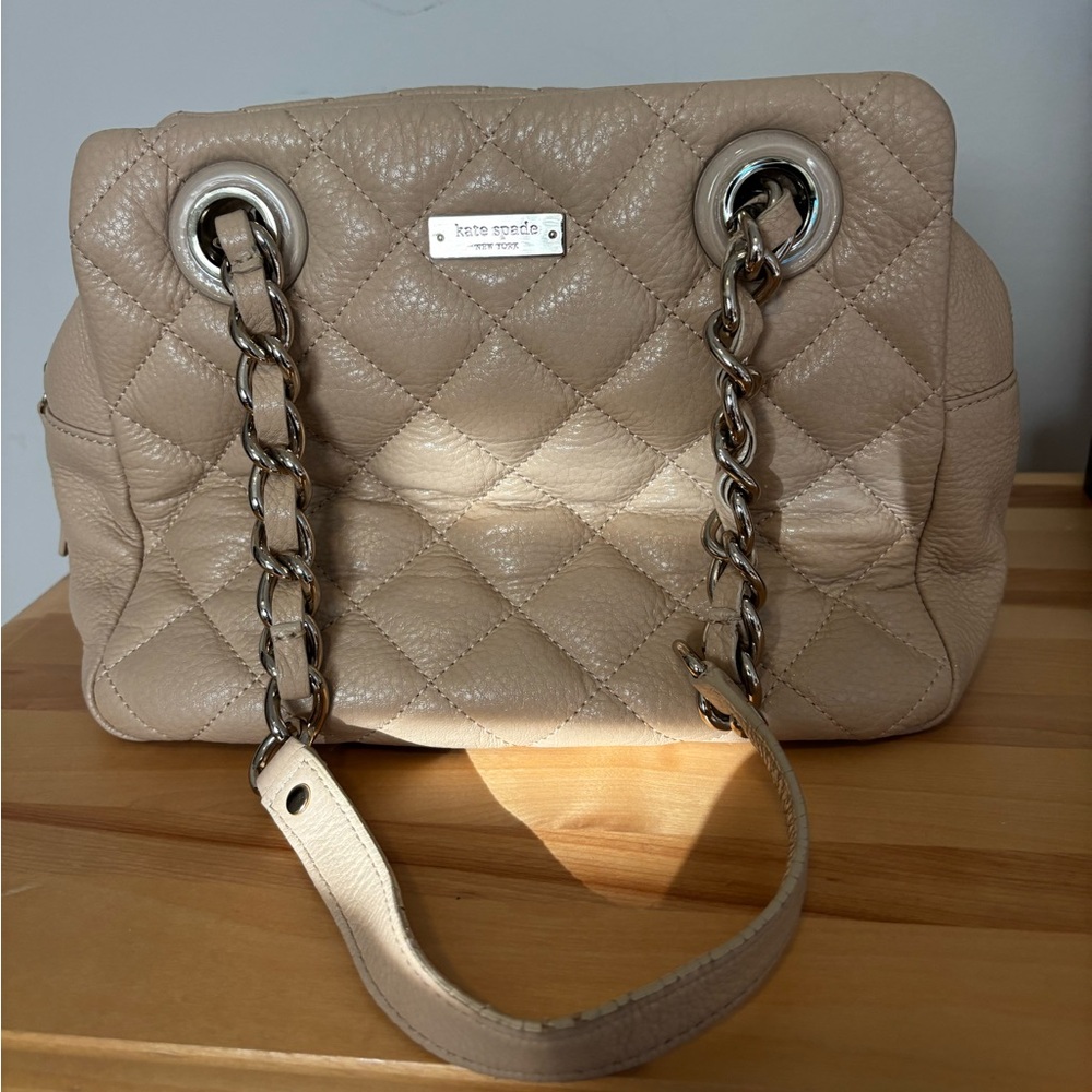 Kate Spade Beige Quilted Shoulder Bag